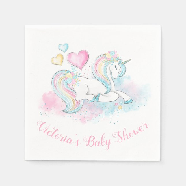 Unicorn Baby Shower Napkins (Front)