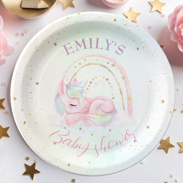 Unicorn Baby shower Paper Plates (Unicorn Baby shower Paper Plates)