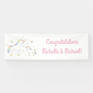 Unicorn Baby Shower Pastel Rainbow Cute Banner