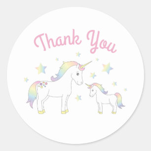 Unicorn Baby Shower Pastel Rainbow Cute Classic Round Sticker
