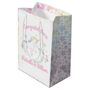 Unicorn Baby Shower Pastel Rainbow Medium Gift Bag