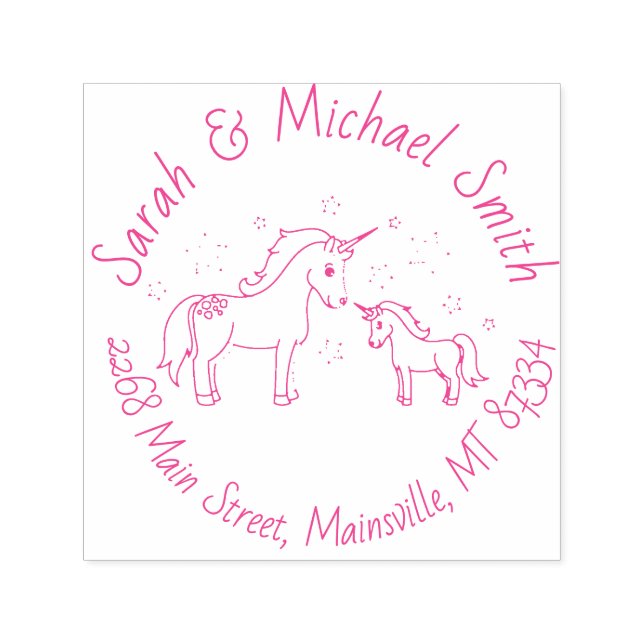 Unicorn Baby Shower Pastel Rainbow Self-inking Stamp (Design)