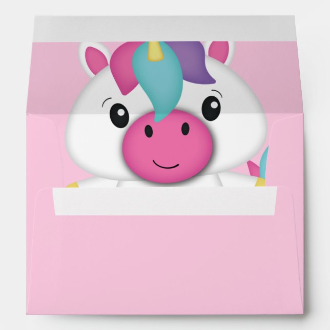 Unicorn Baby Shower Pink Envelope (Back (Bottom))