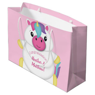 Unicorn Baby Shower Pink Large Gift Bag