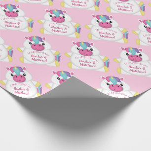 Unicorn Baby Shower Pink Wrapping Paper