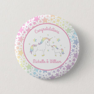 Unicorn Baby Shower Rainbow Pastel 6 Cm Round Badge
