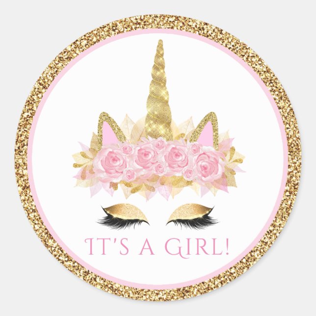 Unicorn Baby Shower Stickers (Front)