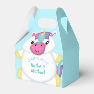 Unicorn Baby Shower Teal Favour Box