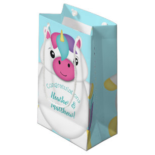 Unicorn Baby Shower Teal Small Gift Bag