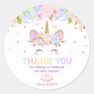 Unicorn Baby Shower Thank You Favor Sticker Label