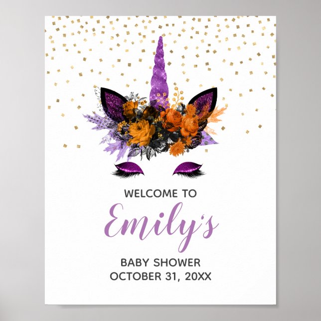 Unicorn Baby Shower Welcome Sign (Front)