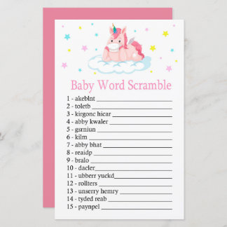Unicorn Baby word scramble game