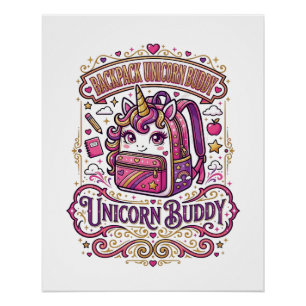 Unicorn Backpack Unicorn Buddy Stylish Merch Desig Poster