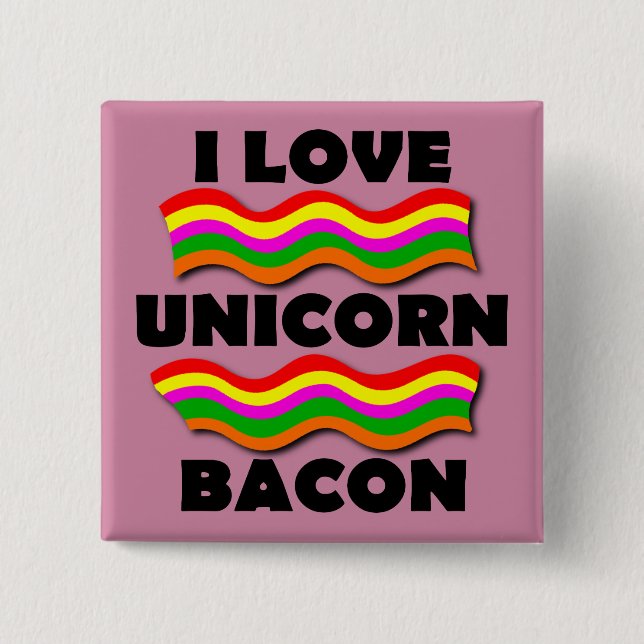 Unicorn Bacon Funny Button Badge Pin (Front)