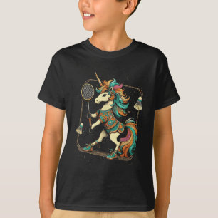 Unicorn Badminton Player Shuttle  T-Shirt