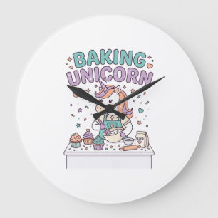 Unicorn Baking Unicorn Trendy Product Graphic_1 Large Clock