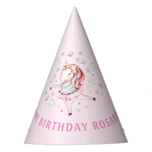 Unicorn Ballerina Girly PInk Birthday Party Hat
