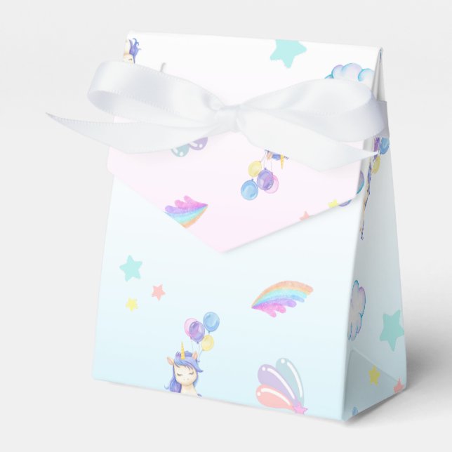 Unicorn balloon rainbow gradient  birthday party  favour box (Front Side)