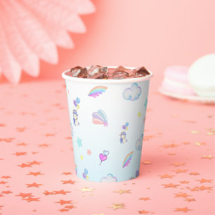 Unicorn balloon rainbow gradient birthday party paper cups