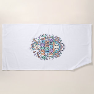 Unicorn Baseball Horn Power Kawaii Vector Design_1 Beach Towel
