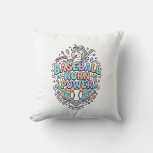 Unicorn Baseball Horn Power Kawaii Vector Design_1 Cushion