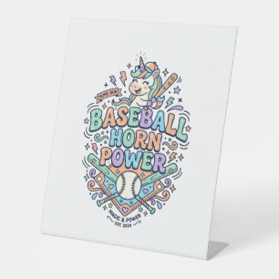 Unicorn Baseball Horn Power Kawaii Vector Design_1 Pedestal Sign