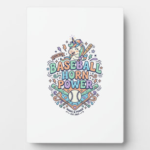 Unicorn Baseball Horn Power Kawaii Vector Design_1 Plaque