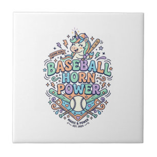 Unicorn Baseball Horn Power Kawaii Vector Design_1 Tile
