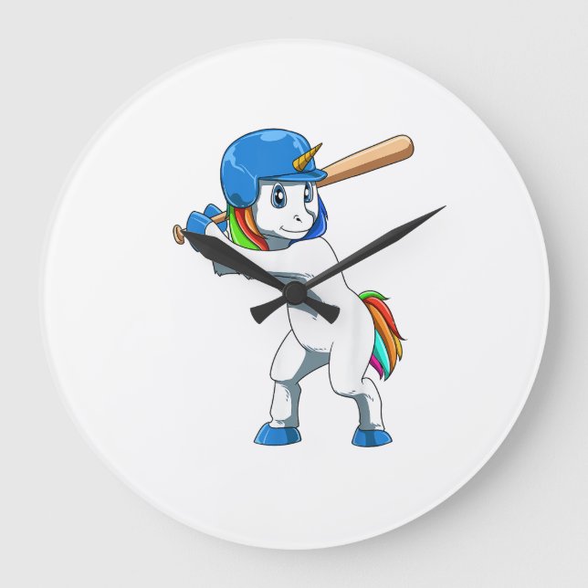 Unicorn Baseball Unicorn Playing Baseball Unicorn  Large Clock (Front)