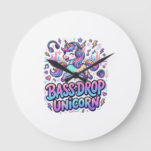 Unicorn Bass Drop Unicorn Gift Idea Typography Des Large Clock