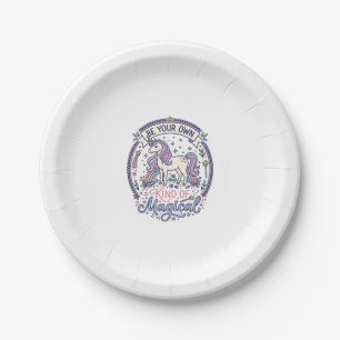 Unicorn Be Your Own Kind of Magical Playful Cute G Paper Plate