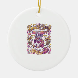 Unicorn Beach Day Unicorn Babe Stylish Zazzle Desi Ceramic Tree Decoration