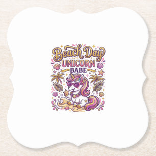 Unicorn Beach Day Unicorn Babe Stylish Zazzle Desi Paper Coaster