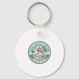 Unicorn Beach Summer Unicorn POD Ready Apparel Gra Key Ring