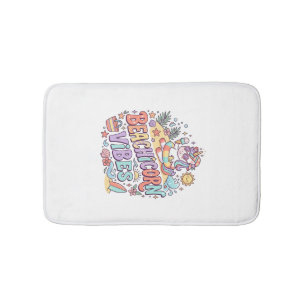 Unicorn Beachicorn Vibes Whimsical White Backgroun Bath Mat