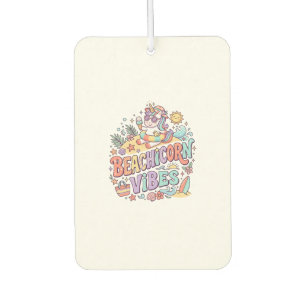 Unicorn Beachicorn Vibes Whimsical White Backgroun Car Air Freshener