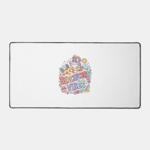 Unicorn Beachicorn Vibes Whimsical White Backgroun Desk Mat