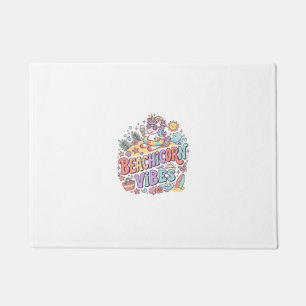 Unicorn Beachicorn Vibes Whimsical White Backgroun Doormat