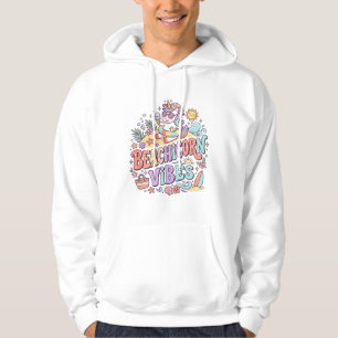 Unicorn Beachicorn Vibes Whimsical White Backgroun Hoodie