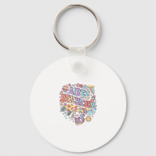 Unicorn Beachicorn Vibes Whimsical White Backgroun Key Ring