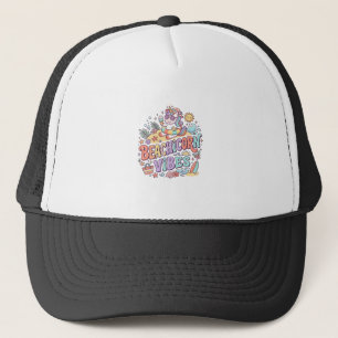 Unicorn Beachicorn Vibes Whimsical White Backgroun Trucker Hat