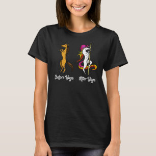 Unicorn Before After Yoga Yoga Class Women Girls T-Shirt