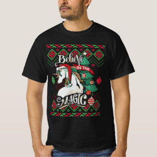 Unicorn Believe In The Magic Ugly Christmas T-Shirt