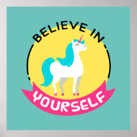 Unicorn "Believe in yourself" motivational drawing