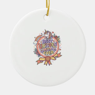 Unicorn Best Unicorn Mum Ever Whimsical Zazzle Des Ceramic Tree Decoration