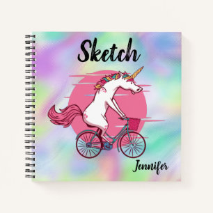 Unicorn Bicycle Monogram Sketchbook Notebook