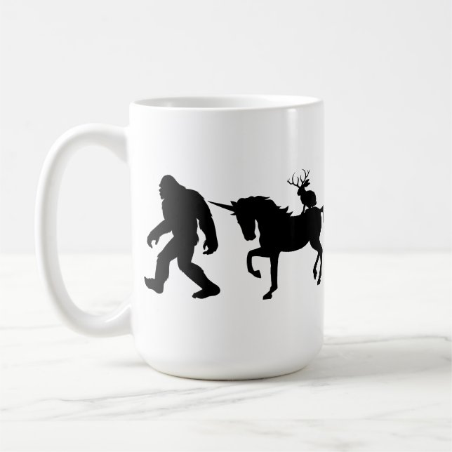 Unicorn, Bigfoot and Jackalope Coffee Mug (Left)