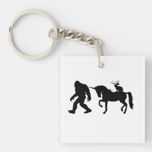 Unicorn, Bigfoot, Jackalope Key Ring