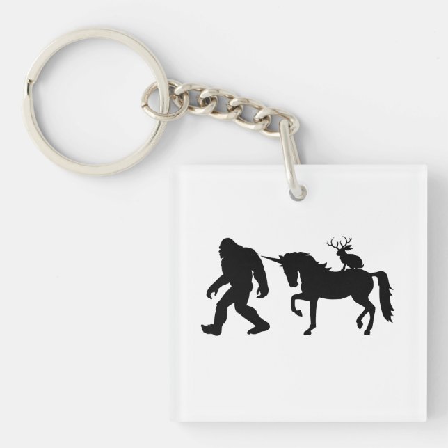 Unicorn, Bigfoot, Jackalope Key Ring (Front)