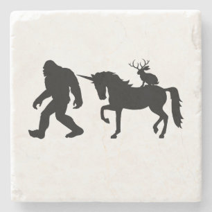 Unicorn, Bigfoot, Jackalope Stone Coaster